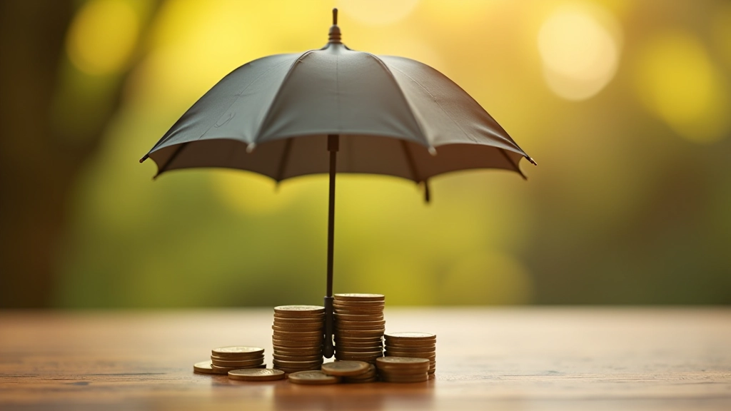 Parapluie protégeant des pièces de monnaie symbolisant la protection financière